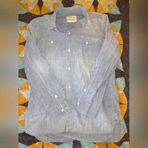 Women's Madewell 100% Cotton Light Blue Denim Shirt Size Small - Picture 9 of 10